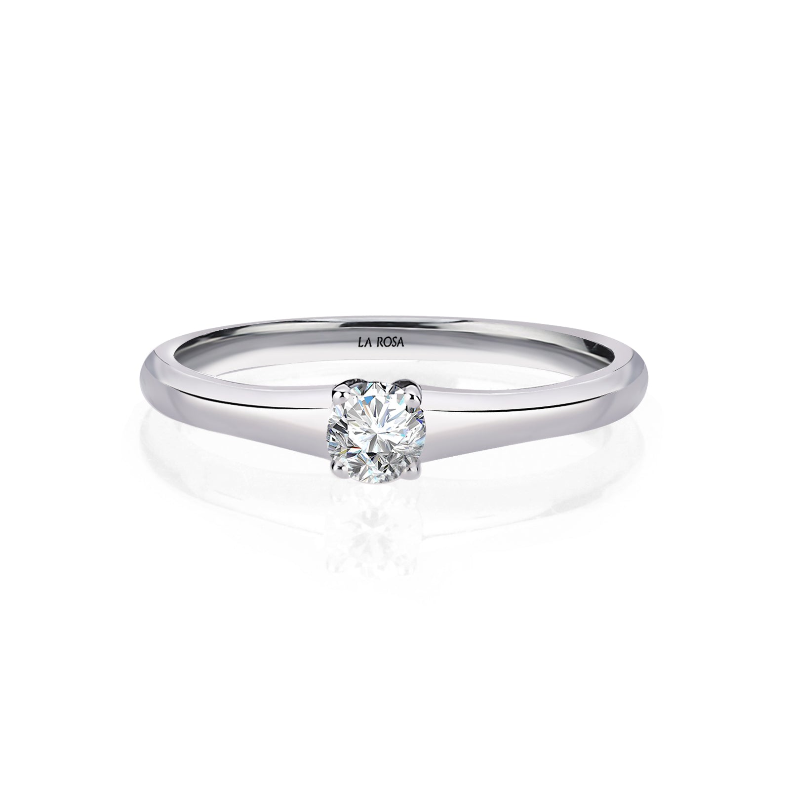 INEL DE LOGODNA LRY616 DIN AUR ALB 18K CU DIAMANT ROTUND - Bijuterii LA ROSA