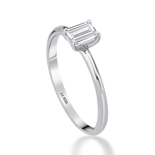 INEL DE LOGODNA LRY623 DIN AUR ALB 18K CU DIAMANT EMERALD CUT