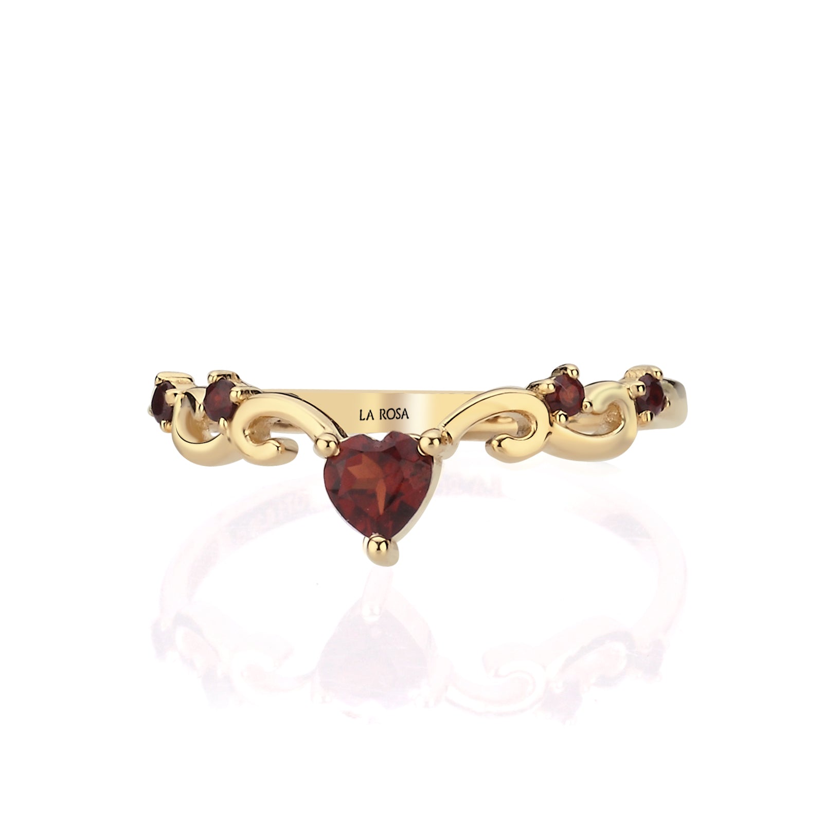 INEL MORNING SERENITY DIN AUR GALBEN 14K CU GARNET FORMA INIMA - Bijuterii LA ROSA