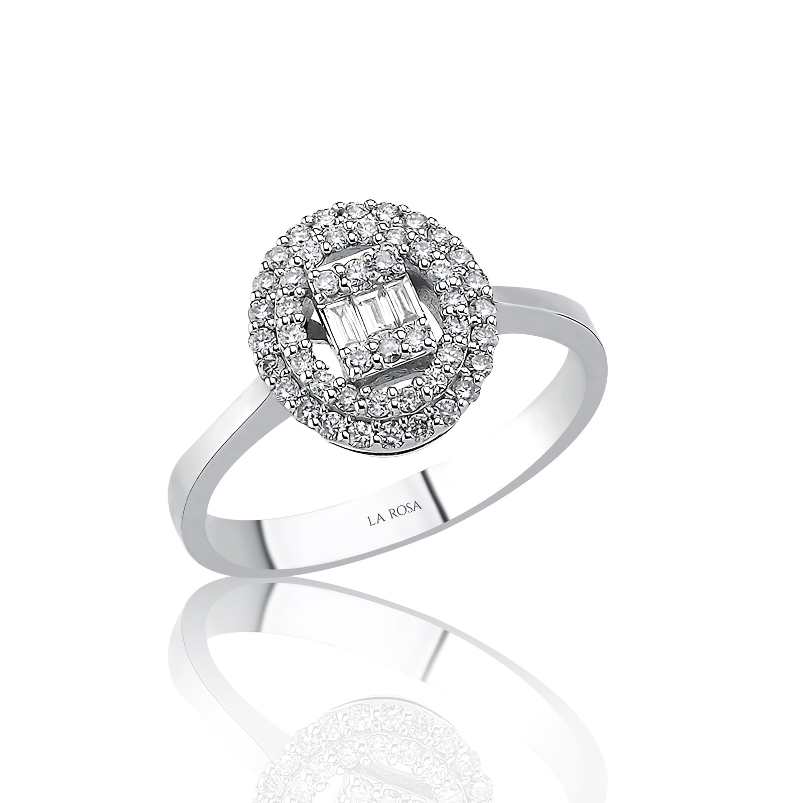 INEL R003583 DIN AUR ALB 14K FORMA ROTUNDA CU DIAMANTE - Bijuterii LA ROSA