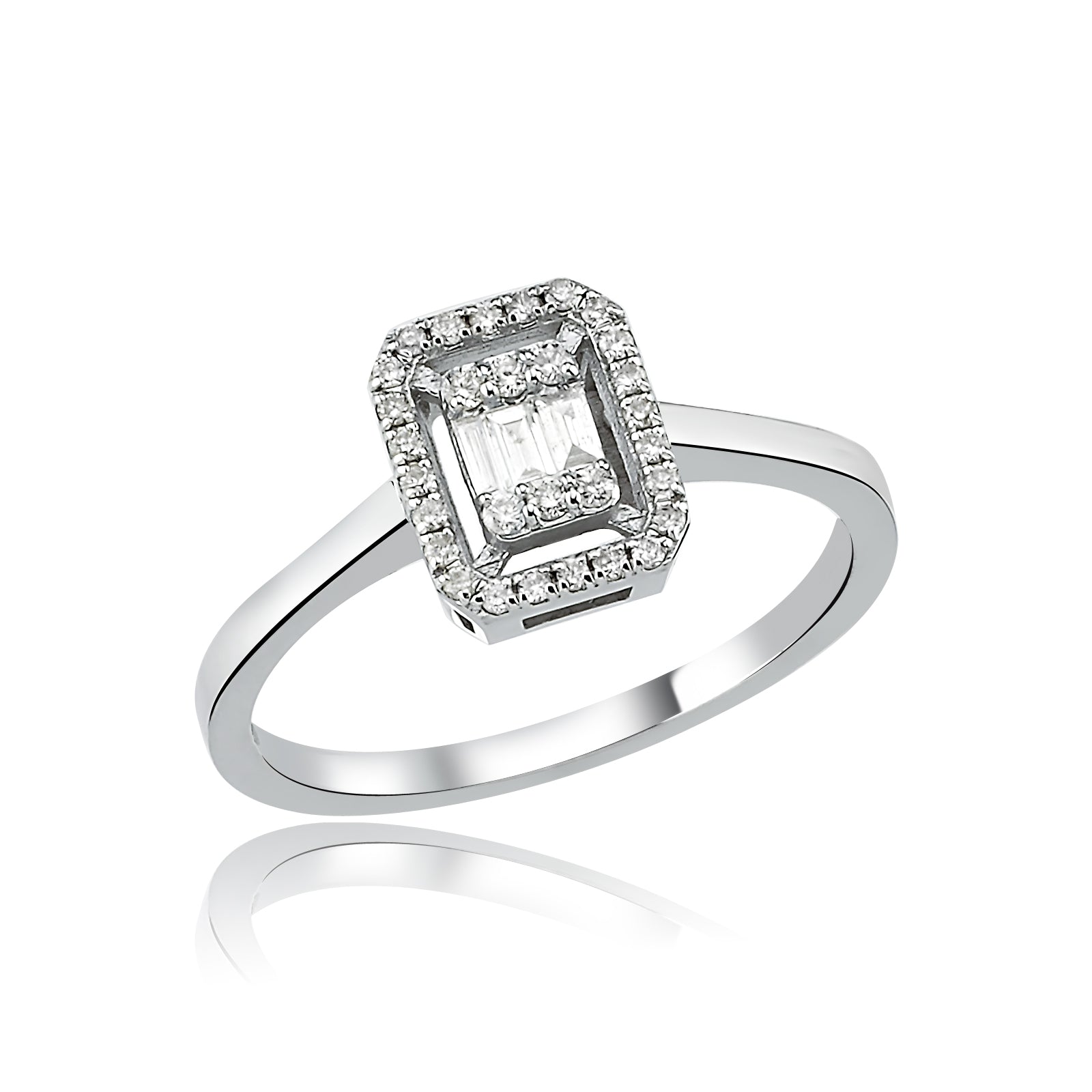 Inel R003808 din aur alb 14k cu diamante - Bijuterii LA ROSA