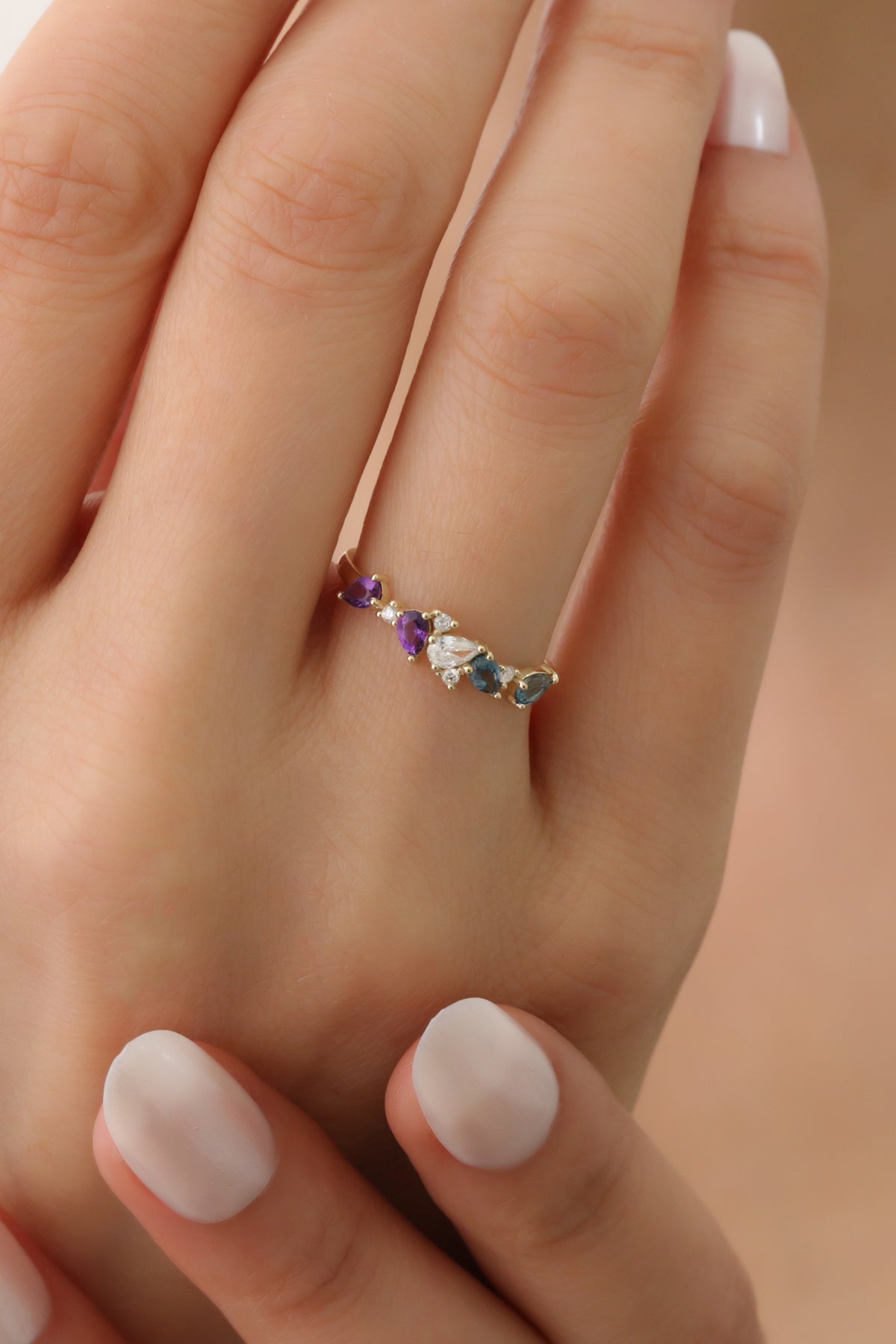 INEL SECRET EMBERONCE DIN AUR GALBEN 14K CU DIAMANTE TOPAZ SI AMETIST - Bijuterii LA ROSA