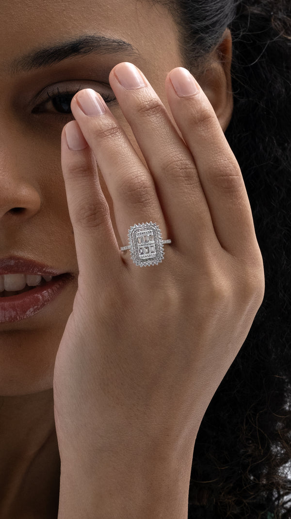 Inel Casette MD53780  din aur alb 14k cu diamante