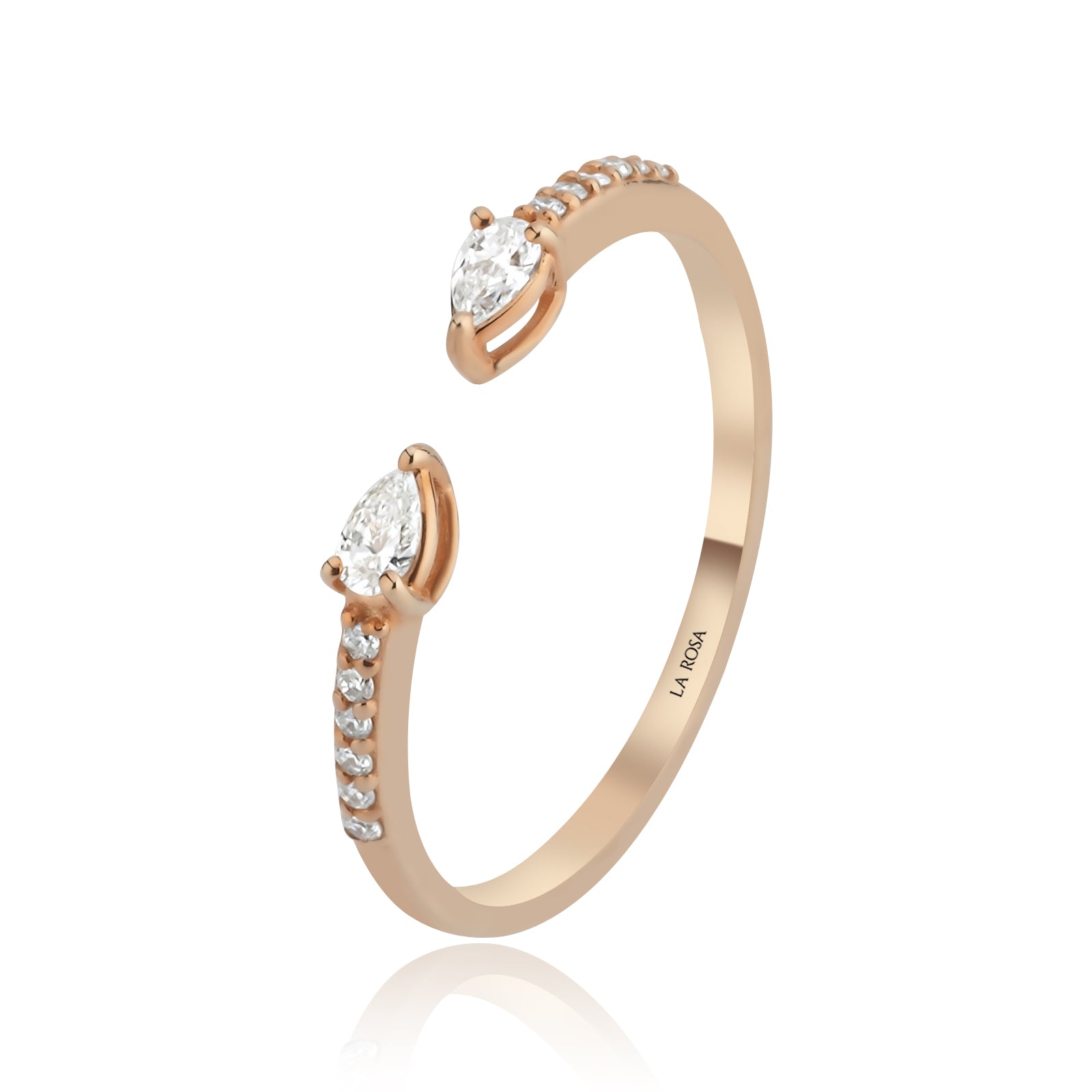 Inel HD0295R din aur roz 14k cu diamante - Bijuterii LA ROSA