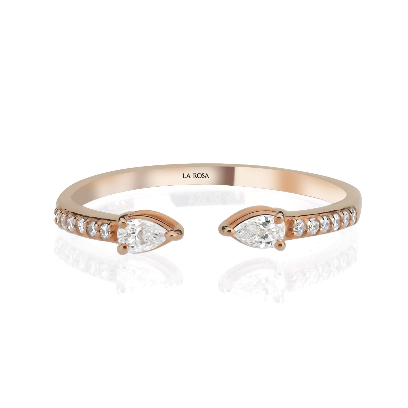 Inel HD0295R din aur roz 14k cu diamante - Bijuterii LA ROSA