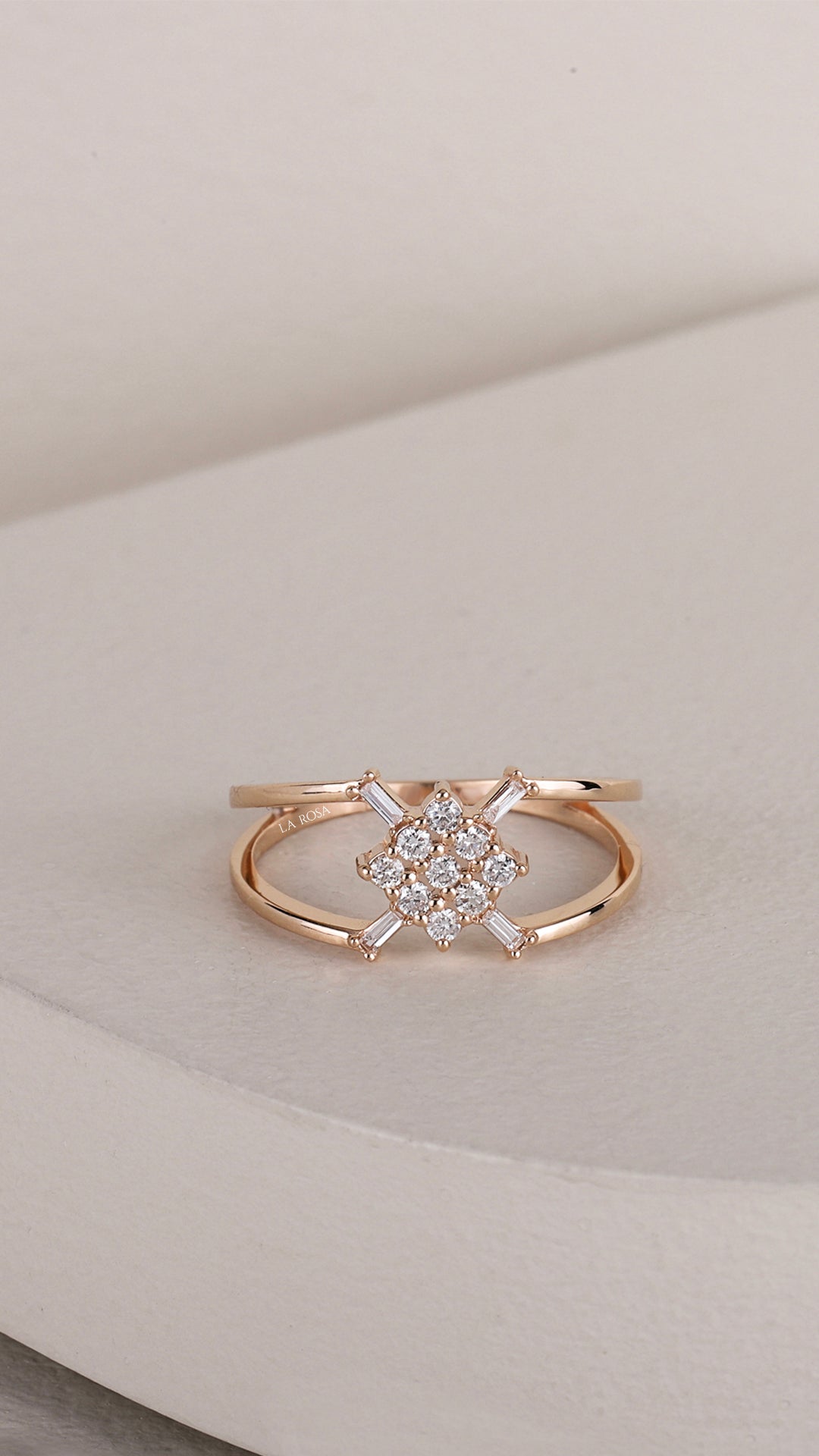 Inel HD0055R din aur roz 14k cu diamante - Bijuterii LA ROSA