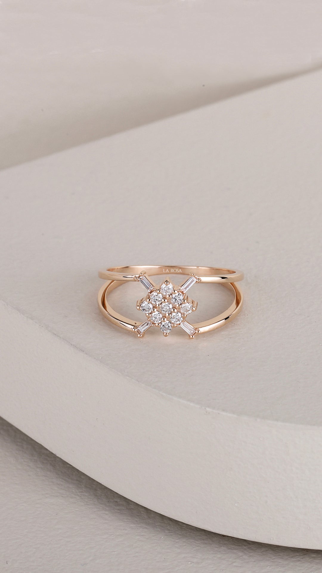 Inel HD0055R din aur roz 14k cu diamante - Bijuterii LA ROSA