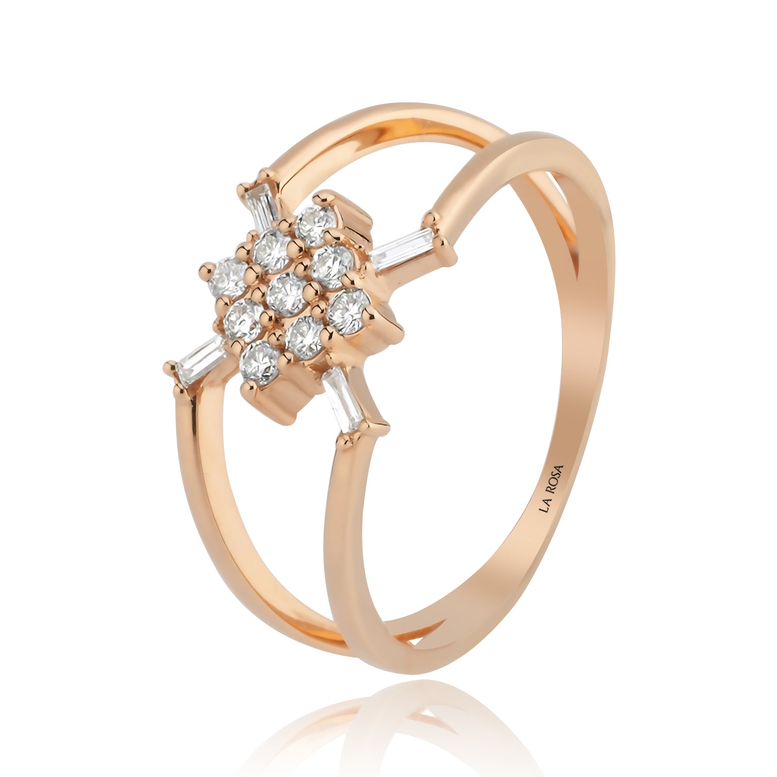 Inel HD0055R din aur roz 14k cu diamante - Bijuterii LA ROSA