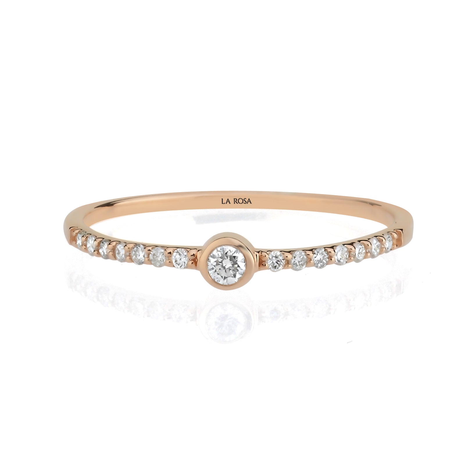 Inel HD0085R din aur roz 14k cu diamante - Bijuterii LA ROSA