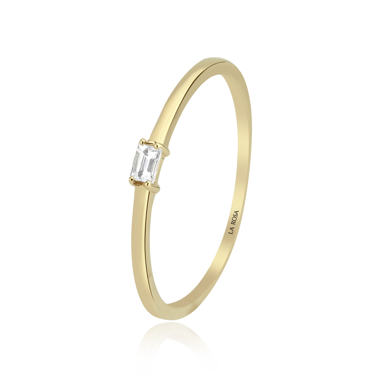 Inel HD0091R din aur galben 14k cu diamant bagheta - Bijuterii LA ROSA
