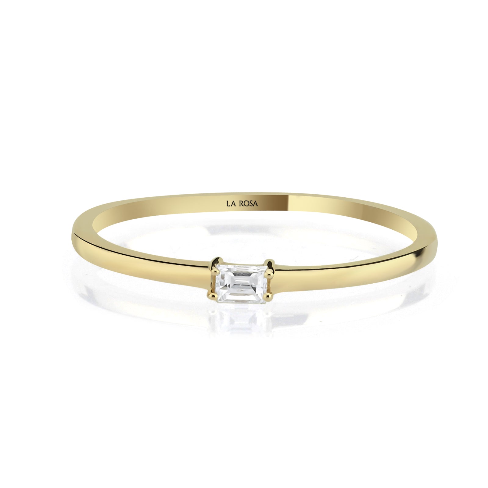 Inel HD0091R din aur galben 14k cu diamant bagheta - Bijuterii LA ROSA