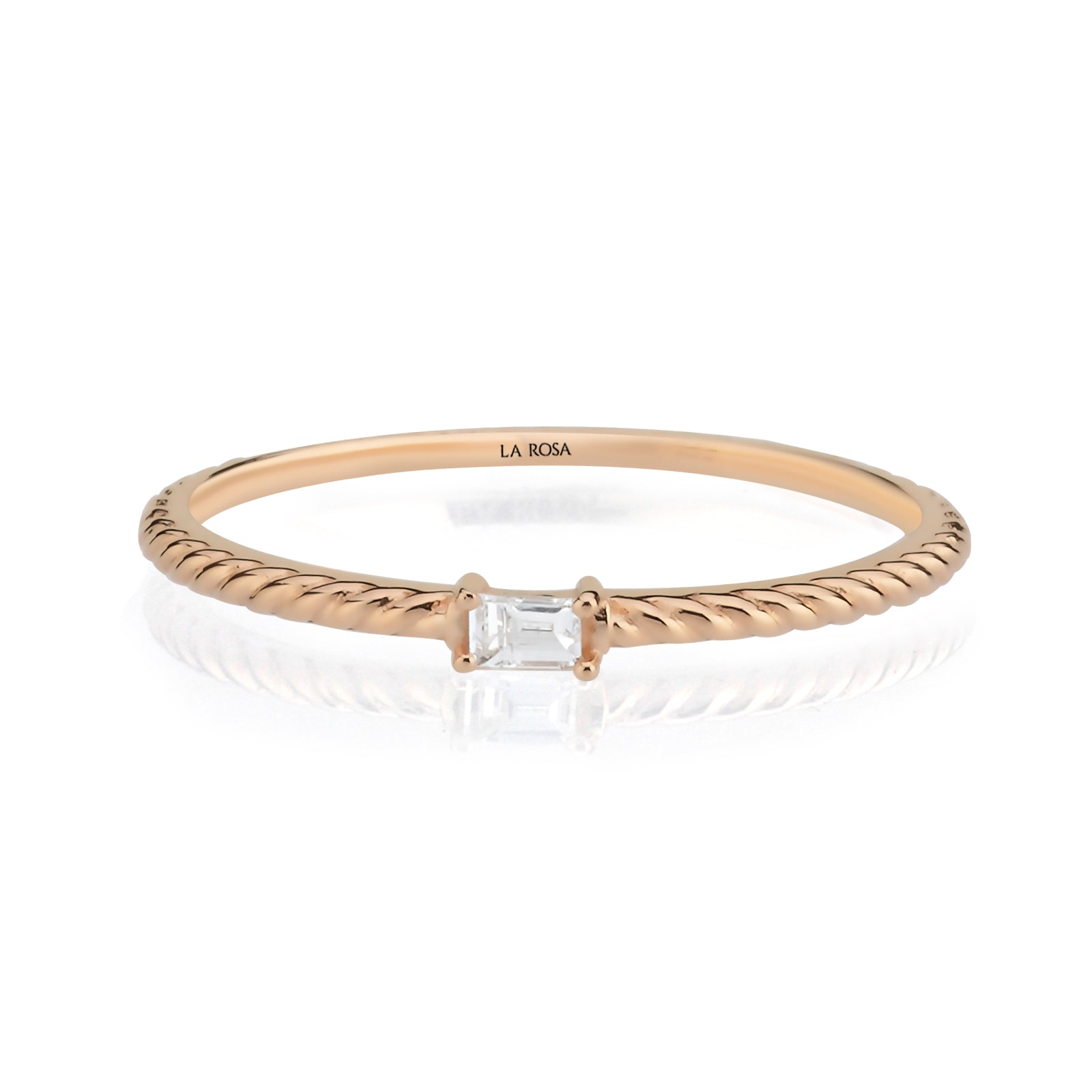 Inel HD0092R din aur roz 14k cu diamant bagheta - Bijuterii LA ROSA