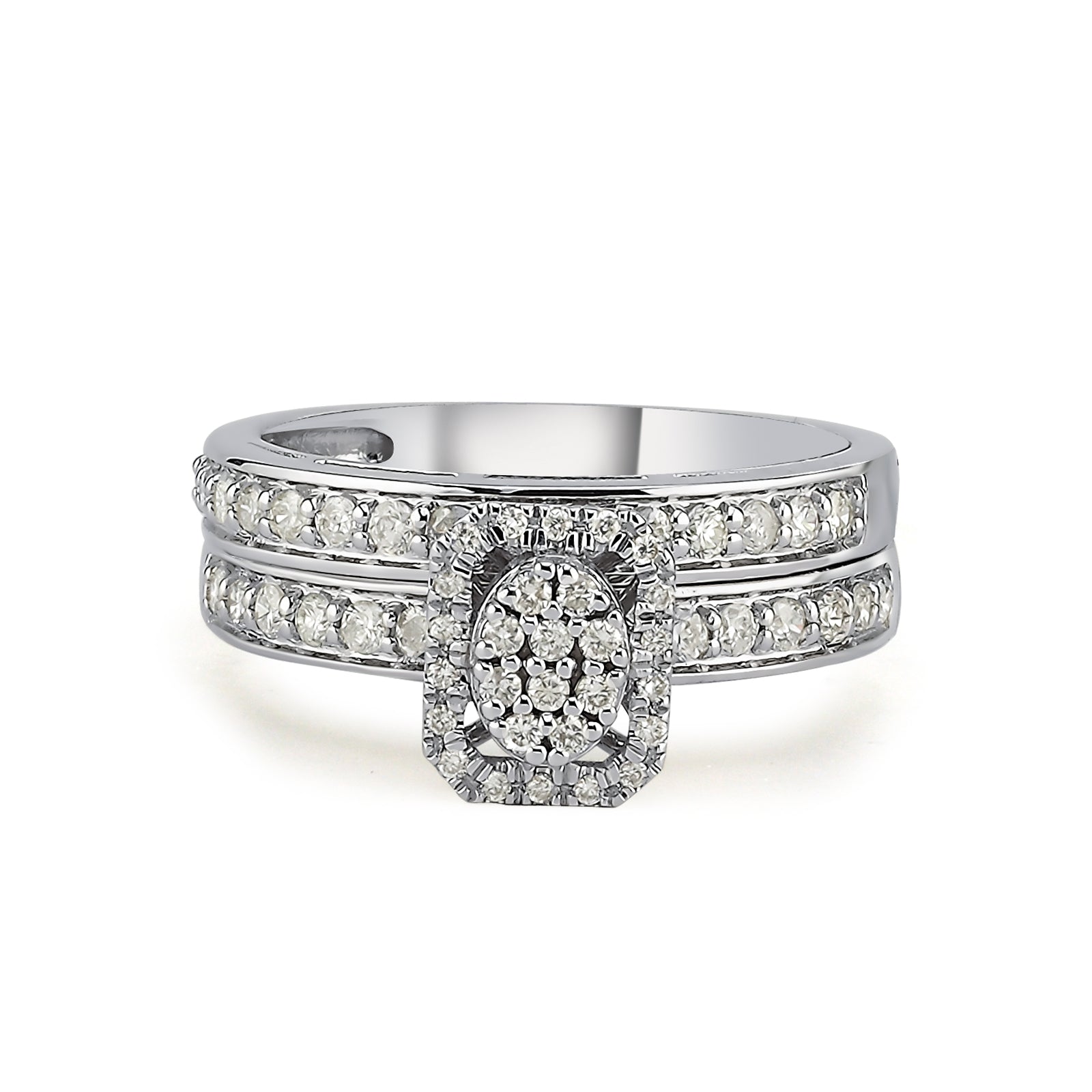 Inel HD0189R din aur alb 14k cu diamante - Bijuterii LA ROSA