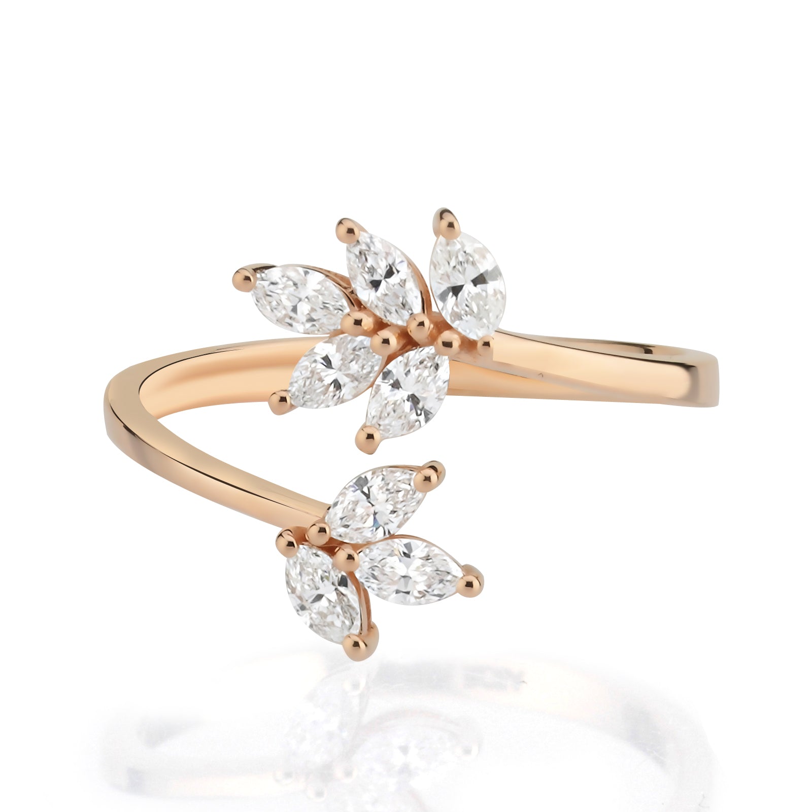 Inel HD0245R din aur roz 14k cu diamante - Bijuterii LA ROSA