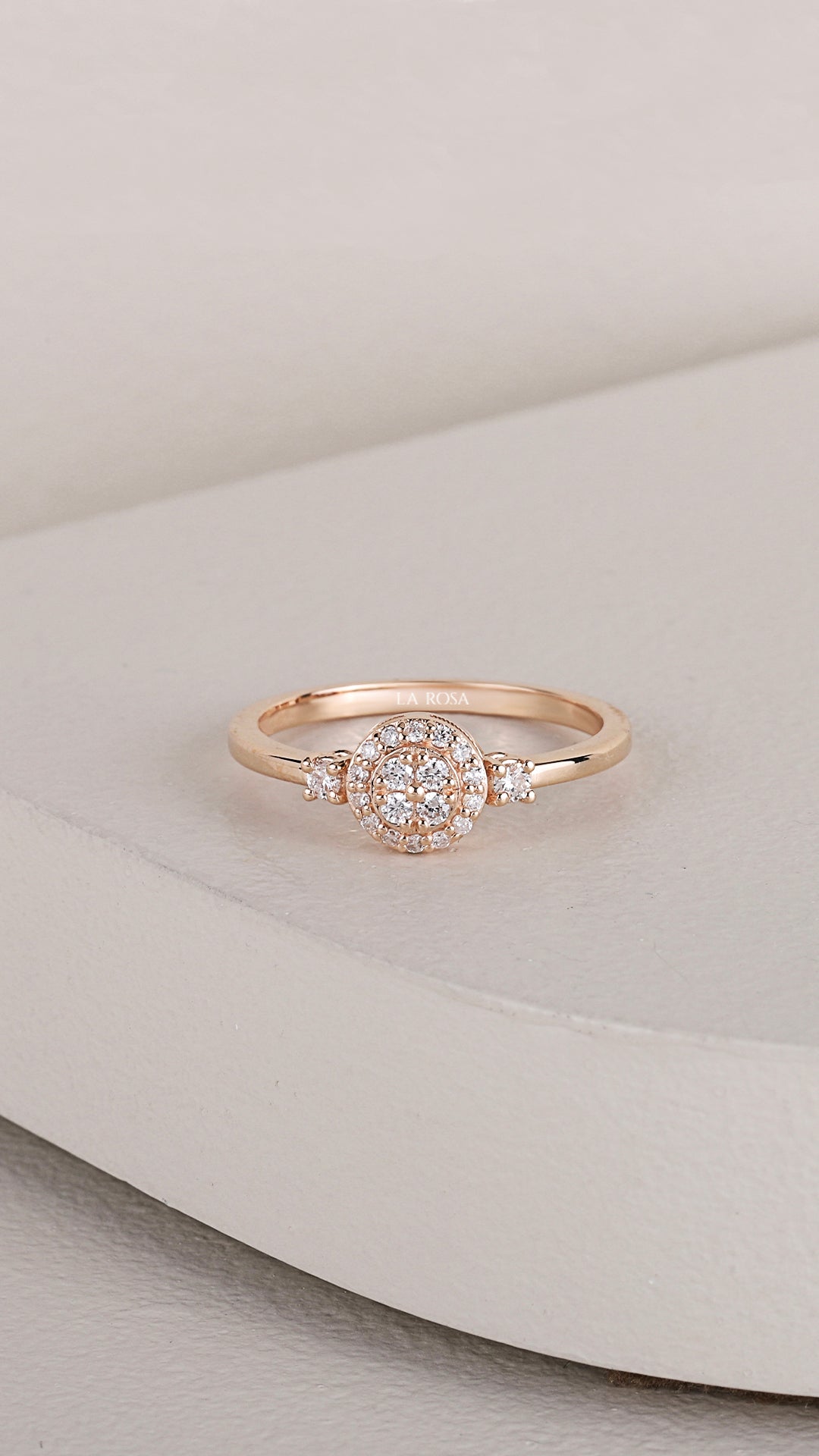 Inel HD0280R din aur roz 14k cu diamante - Bijuterii LA ROSA