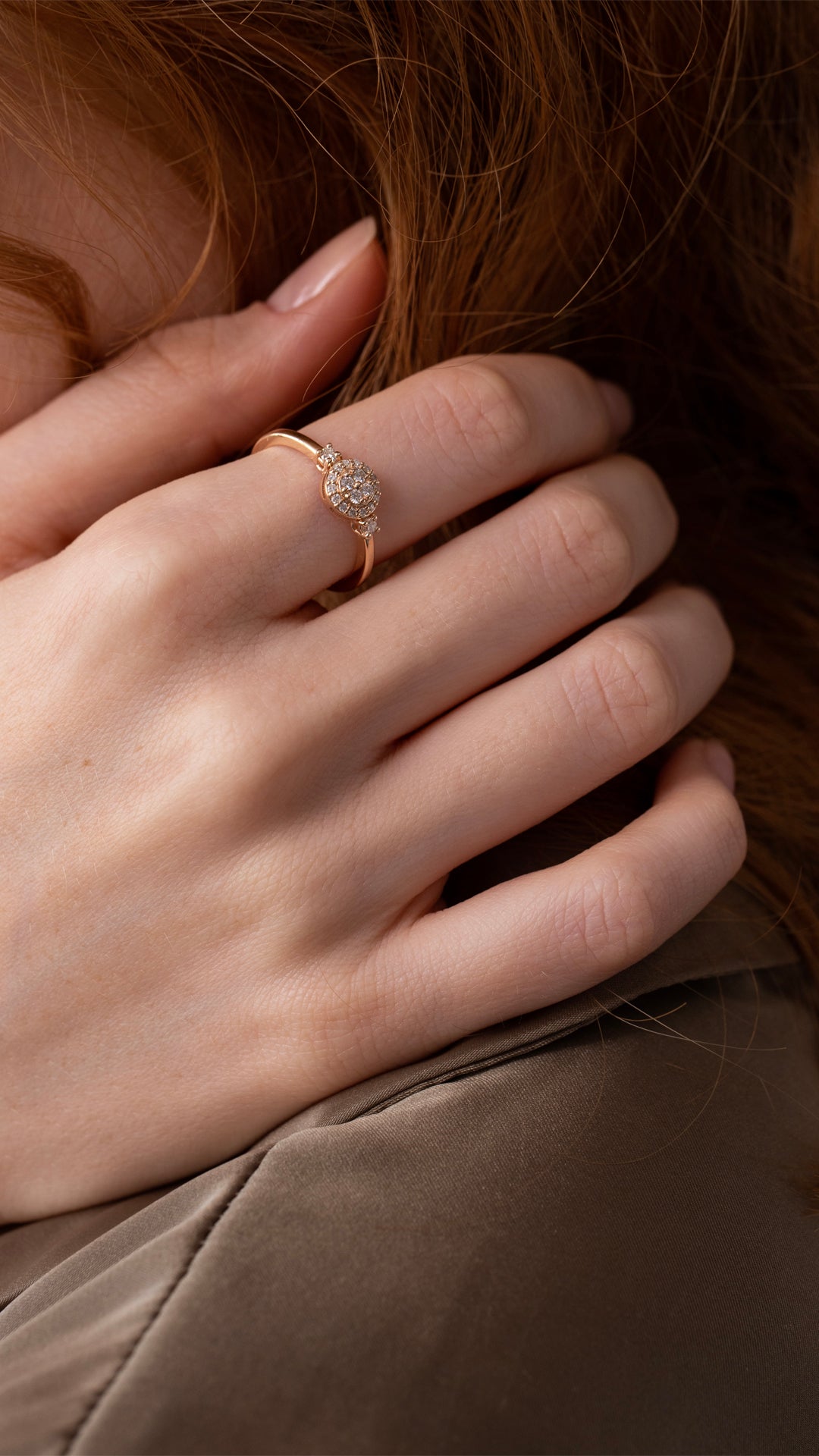 Inel HD0280R din aur roz 14k cu diamante - Bijuterii LA ROSA