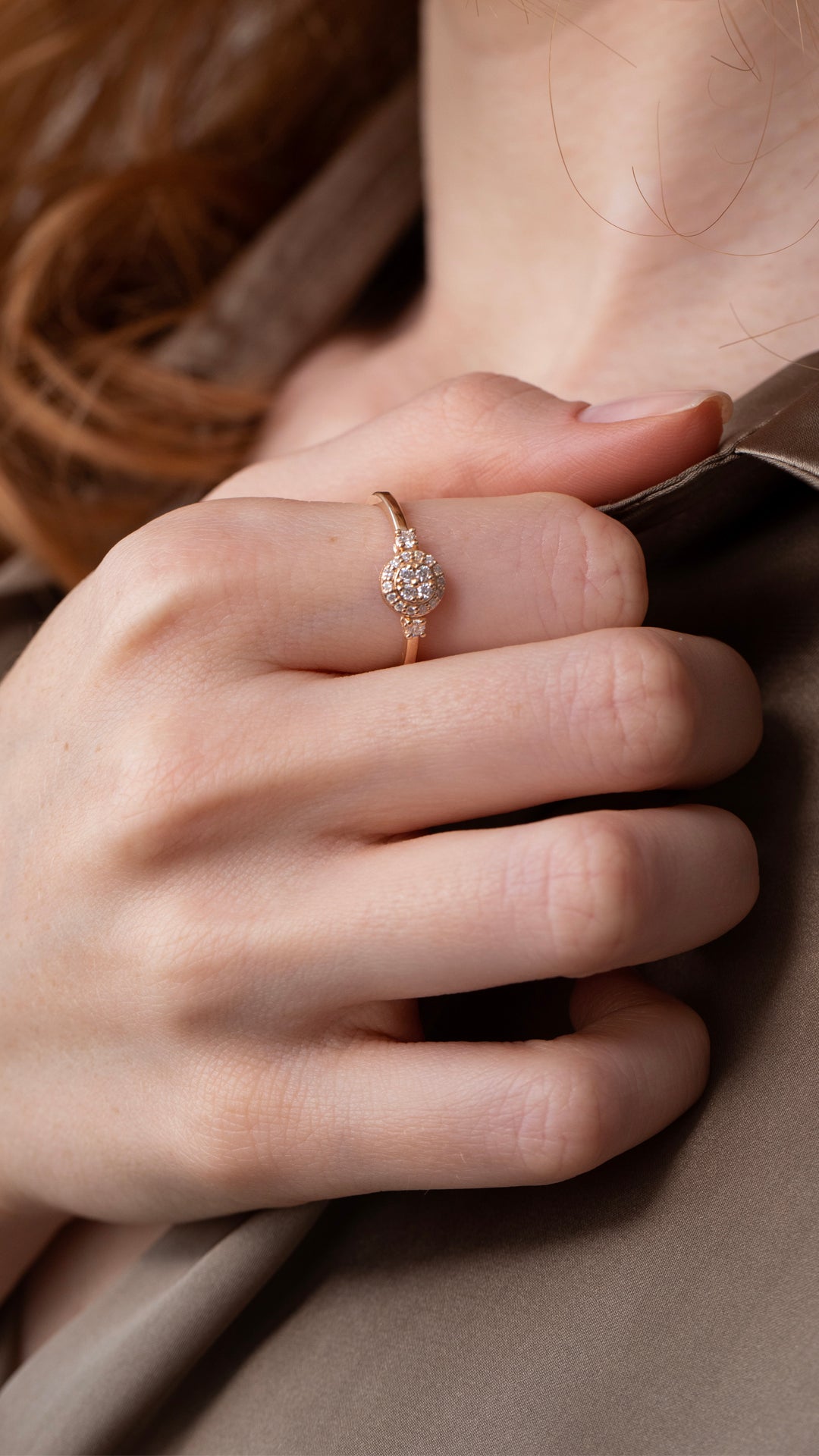 Inel HD0280R din aur roz 14k cu diamante - Bijuterii LA ROSA