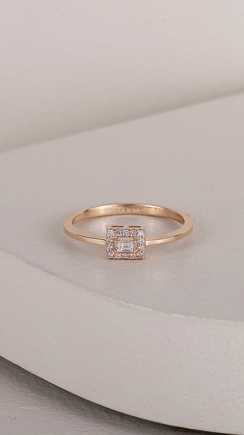 Inel HD0286R din aur roz 14k cu diamante - Bijuterii LA ROSA