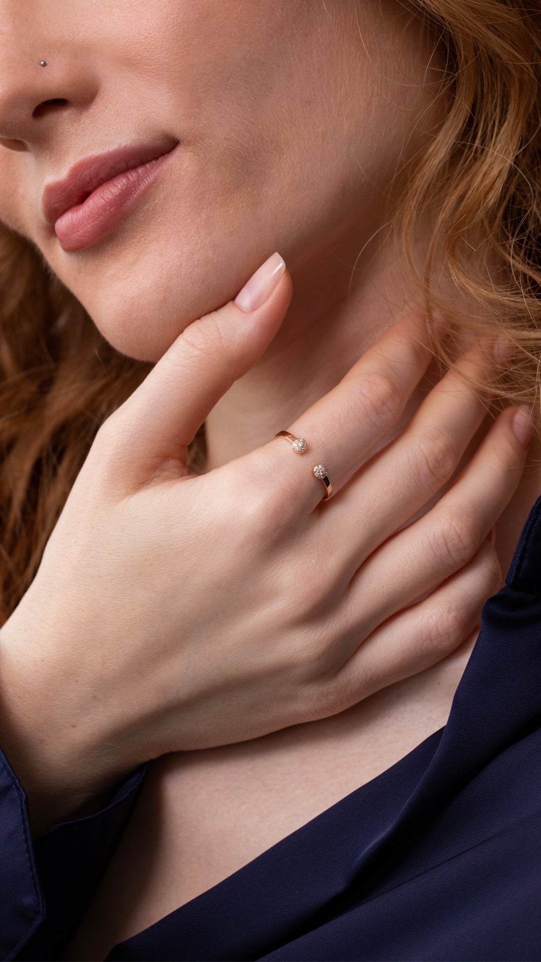 Inel HD0293R din aur roz 14k cu diamante - Bijuterii LA ROSA