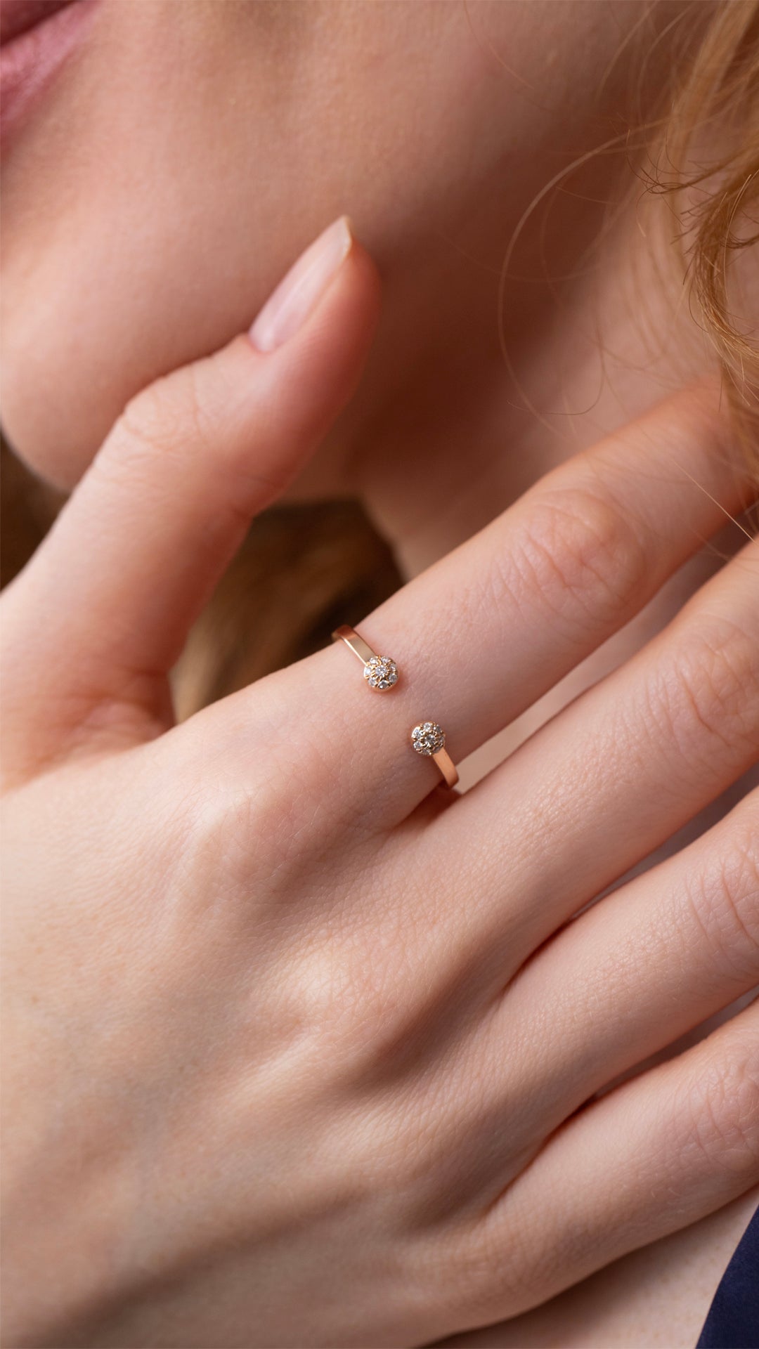 Inel HD0293R din aur roz 14k cu diamante - Bijuterii LA ROSA