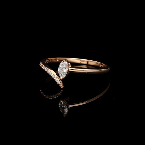 Inel HD0308R din aur roz 14k cu diamante - Bijuterii LA ROSA