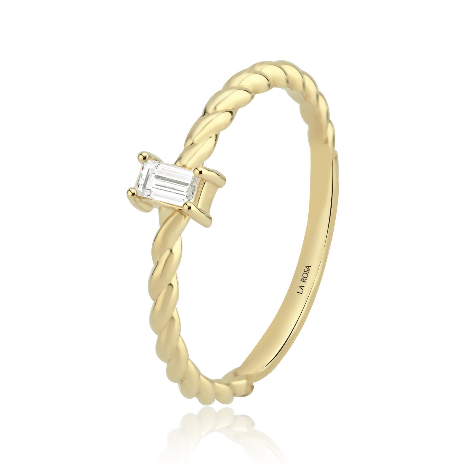 Inel HD0310R din aur galben 14k cu diamant bagheta - Bijuterii LA ROSA