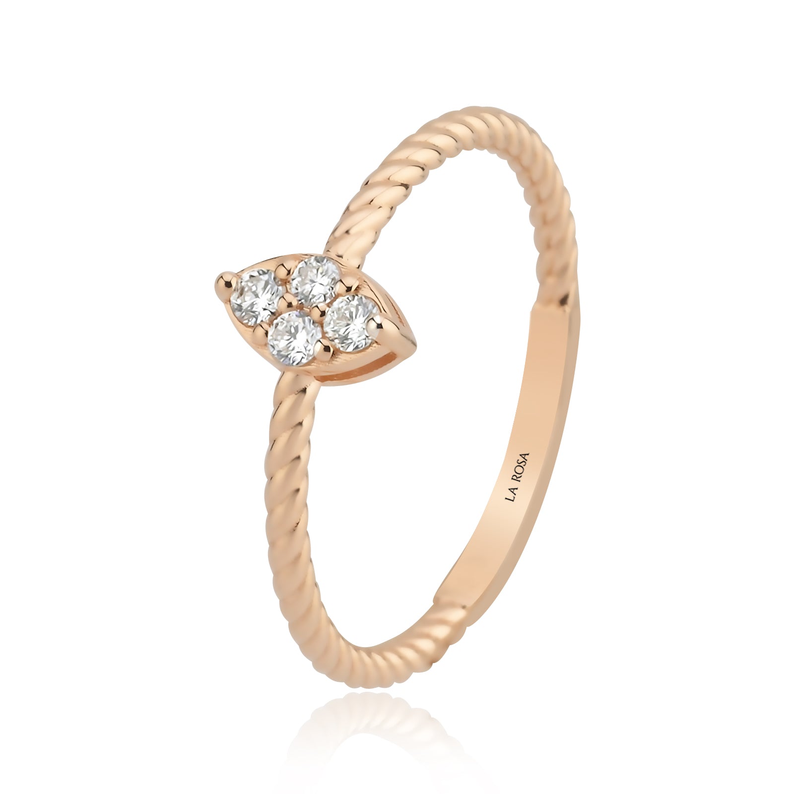 Inel HD0347R din aur roz 14k cu diamante - Bijuterii LA ROSA
