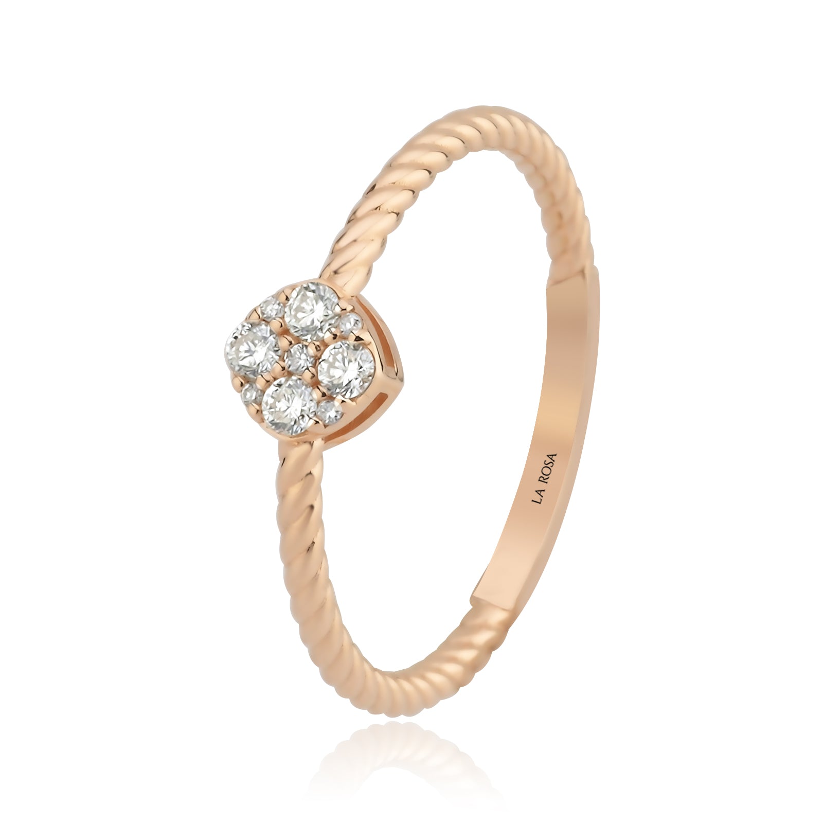 Inel HD0353R din aur roz 14k cu diamante - Bijuterii LA ROSA