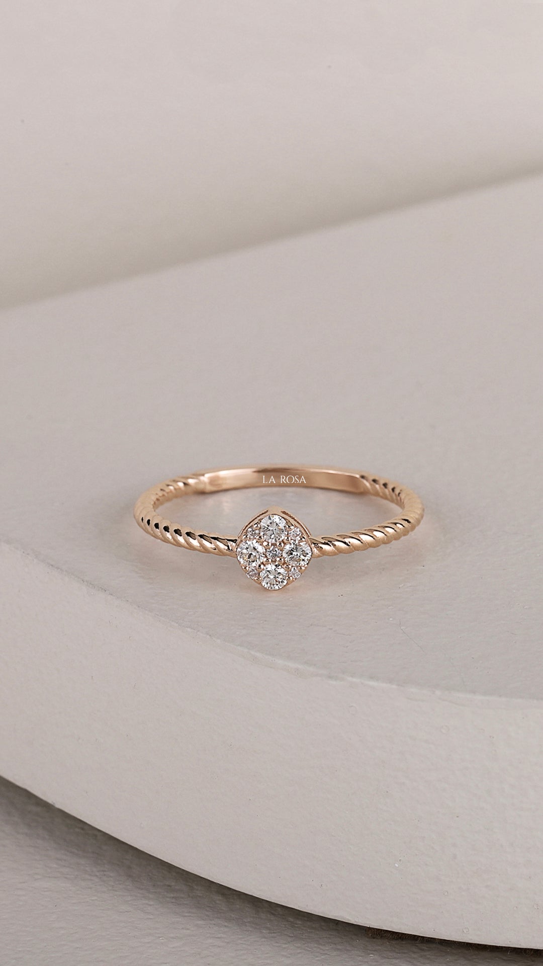 Inel HD0353R din aur roz 14k cu diamante - Bijuterii LA ROSA