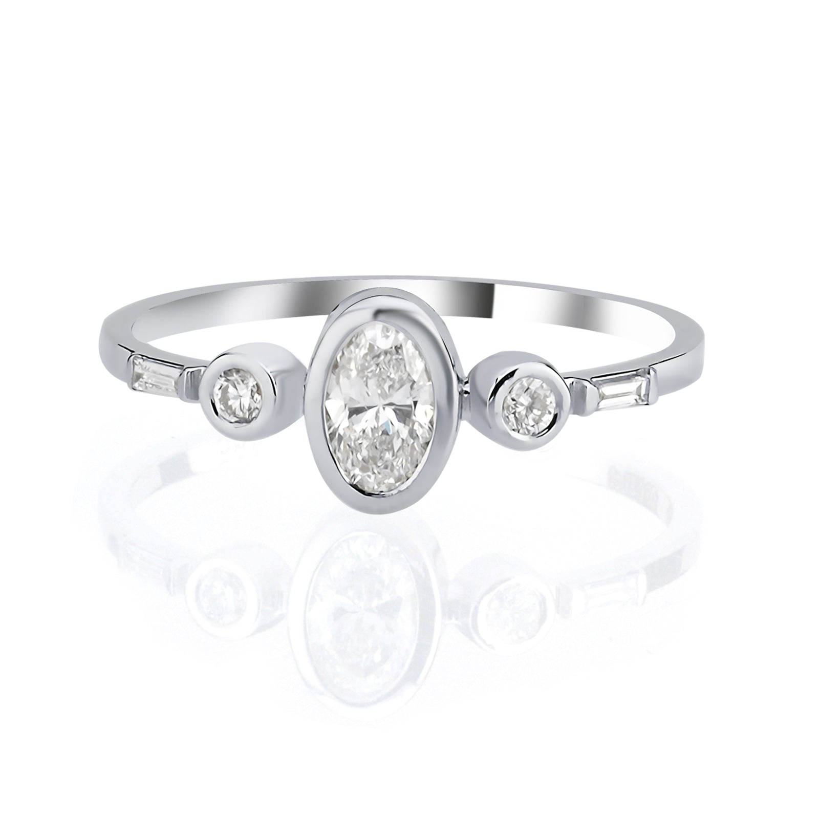 Inel HD0419R din aur alb 14k cu diamante - Bijuterii LA ROSA