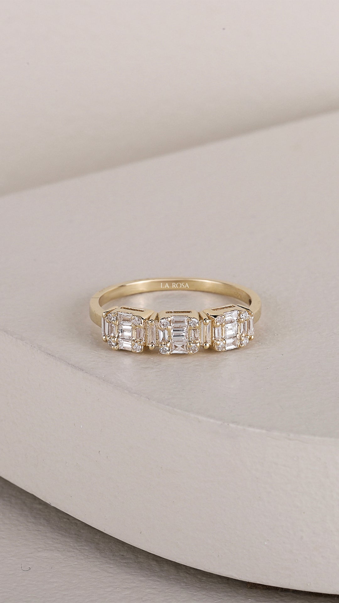 Inel HD0422R din aur galben 14k cu diamante bagheta - Bijuterii LA ROSA