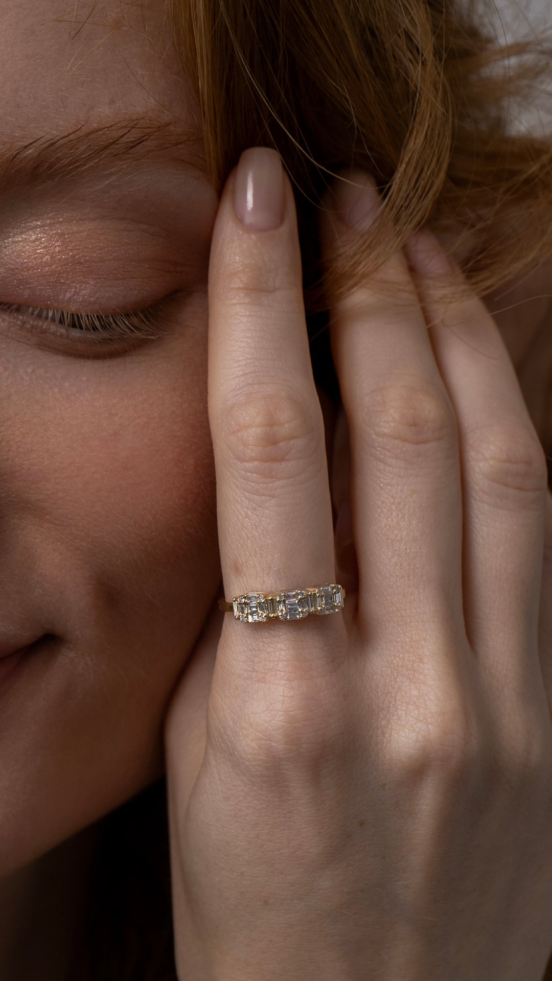 Inel HD0422R din aur galben 14k cu diamante bagheta - Bijuterii LA ROSA