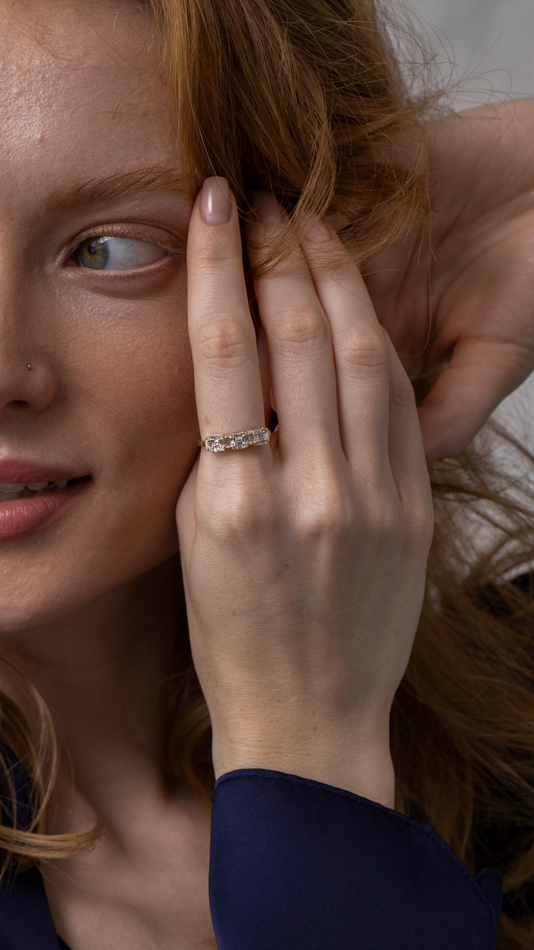 Inel HD0422R din aur galben 14k cu diamante bagheta - Bijuterii LA ROSA