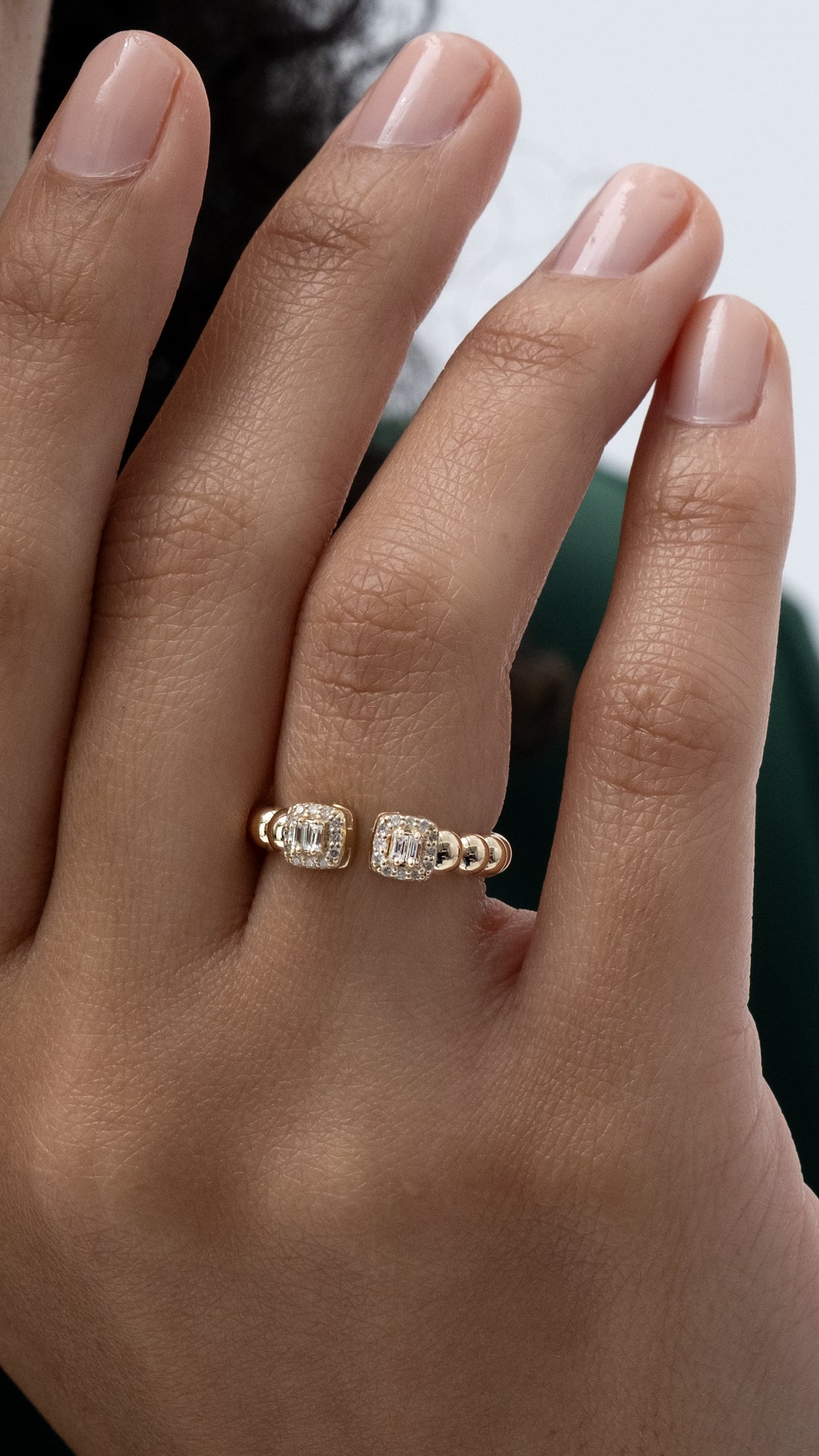 Inel HD0424-R din aur galben 14k cu diamante baguette - Bijuterii LA ROSA