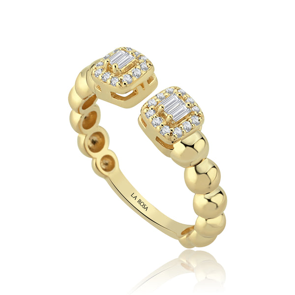 Inel HD0424-R din aur galben 14k cu diamante baguette - Bijuterii LA ROSA