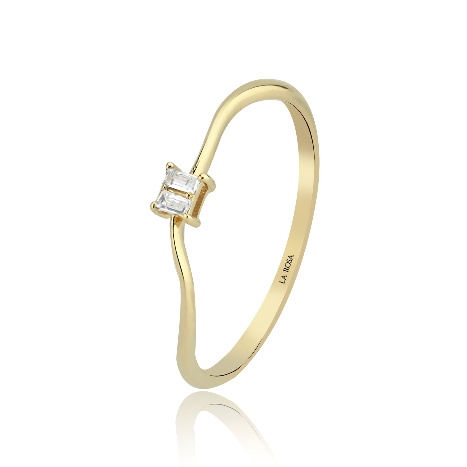 Inel HD0480R din aur galben 14k cu diamante bagheta - Bijuterii LA ROSA