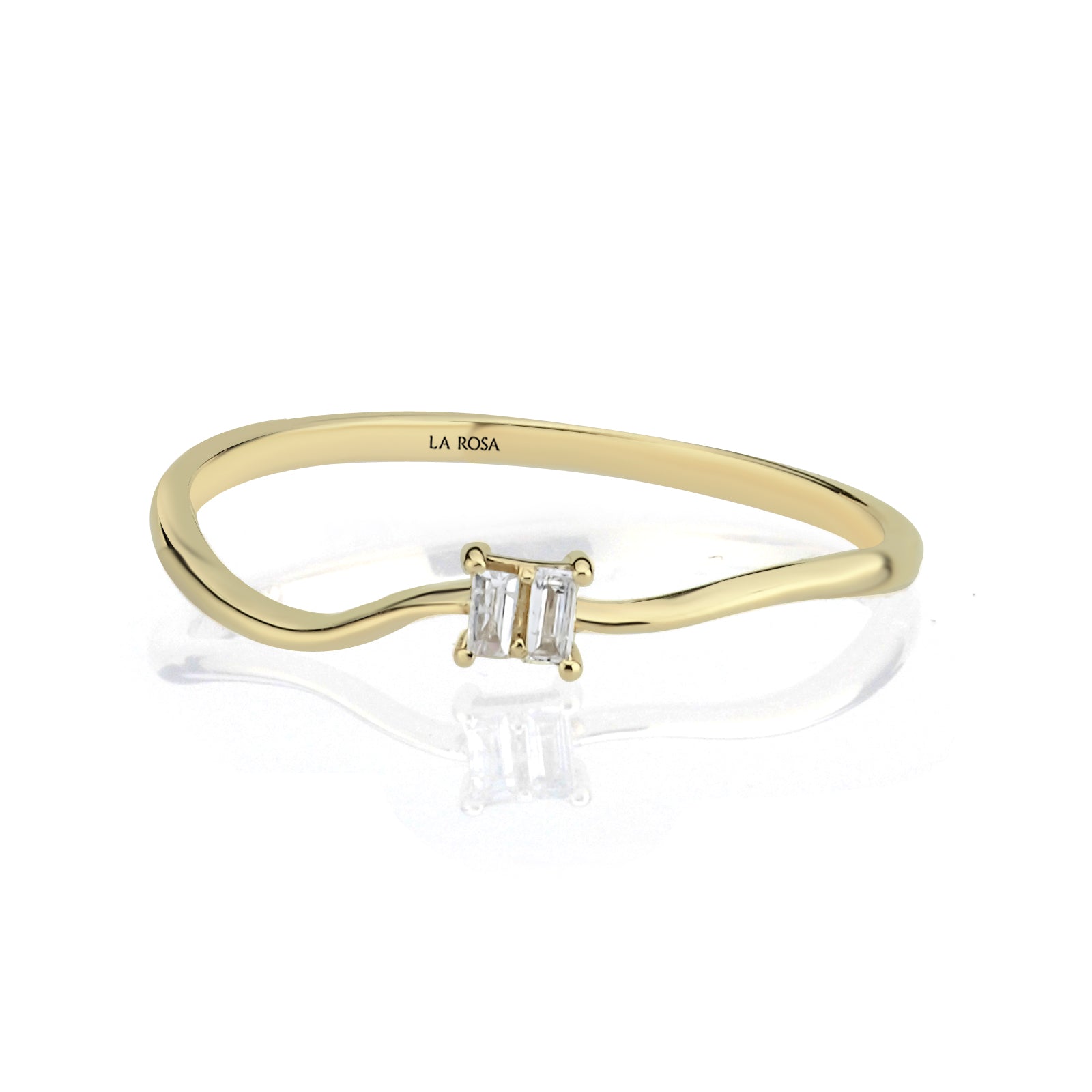 Inel HD0480R din aur galben 14k cu diamante bagheta - Bijuterii LA ROSA