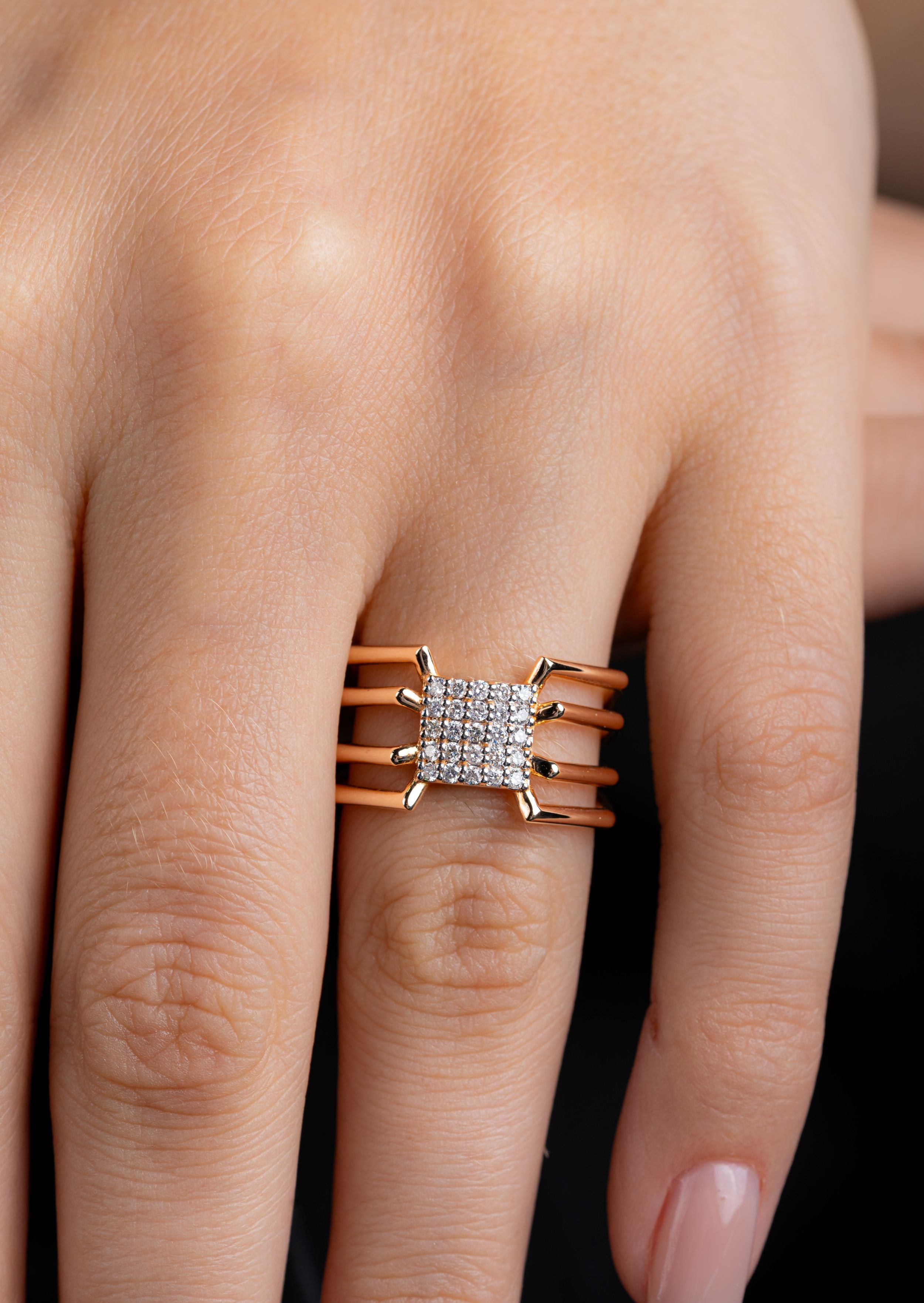 Inel LRSR0003 din aur roz 14k cu diamante naturale rotunde 0.27ct