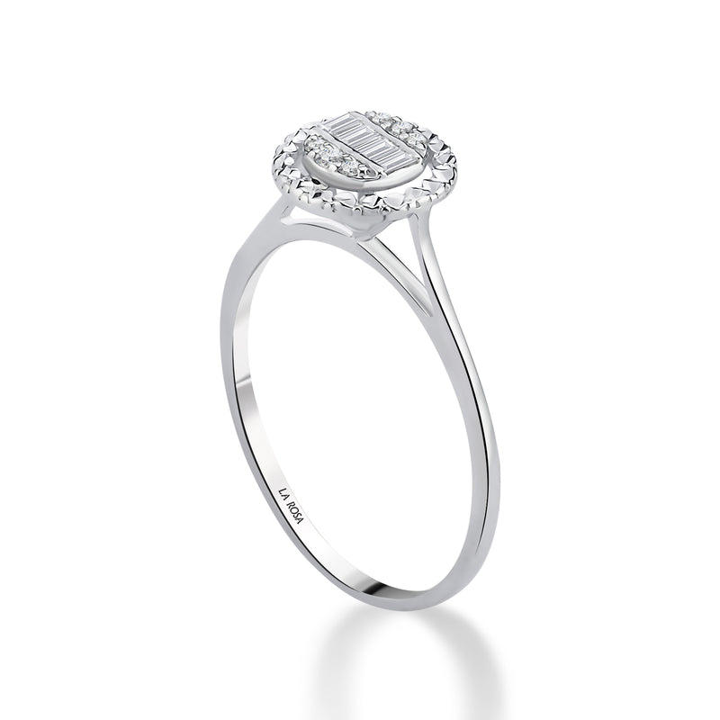 Inel MD32680 din aur alb 14k forma rotunda cu diamante baguette - Bijuterii LA ROSA