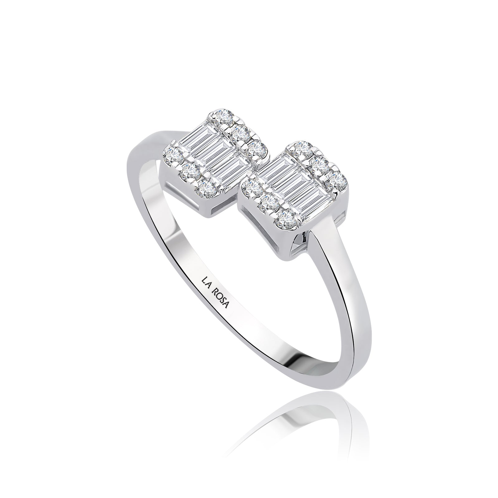 Inel MD39826 din aur alb 14k cu diamante baguette - Bijuterii LA ROSA