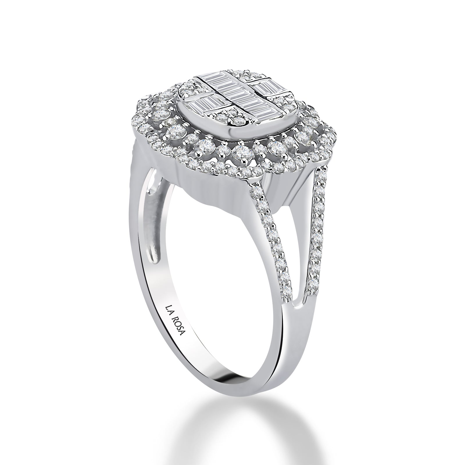 Inel MD41071 din aur alb 14k forma floare cu diamante - Bijuterii LA ROSA