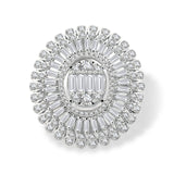 Inel MD41213 din aur alb 14k forma floare cu diamante baguette - Bijuterii LA ROSA