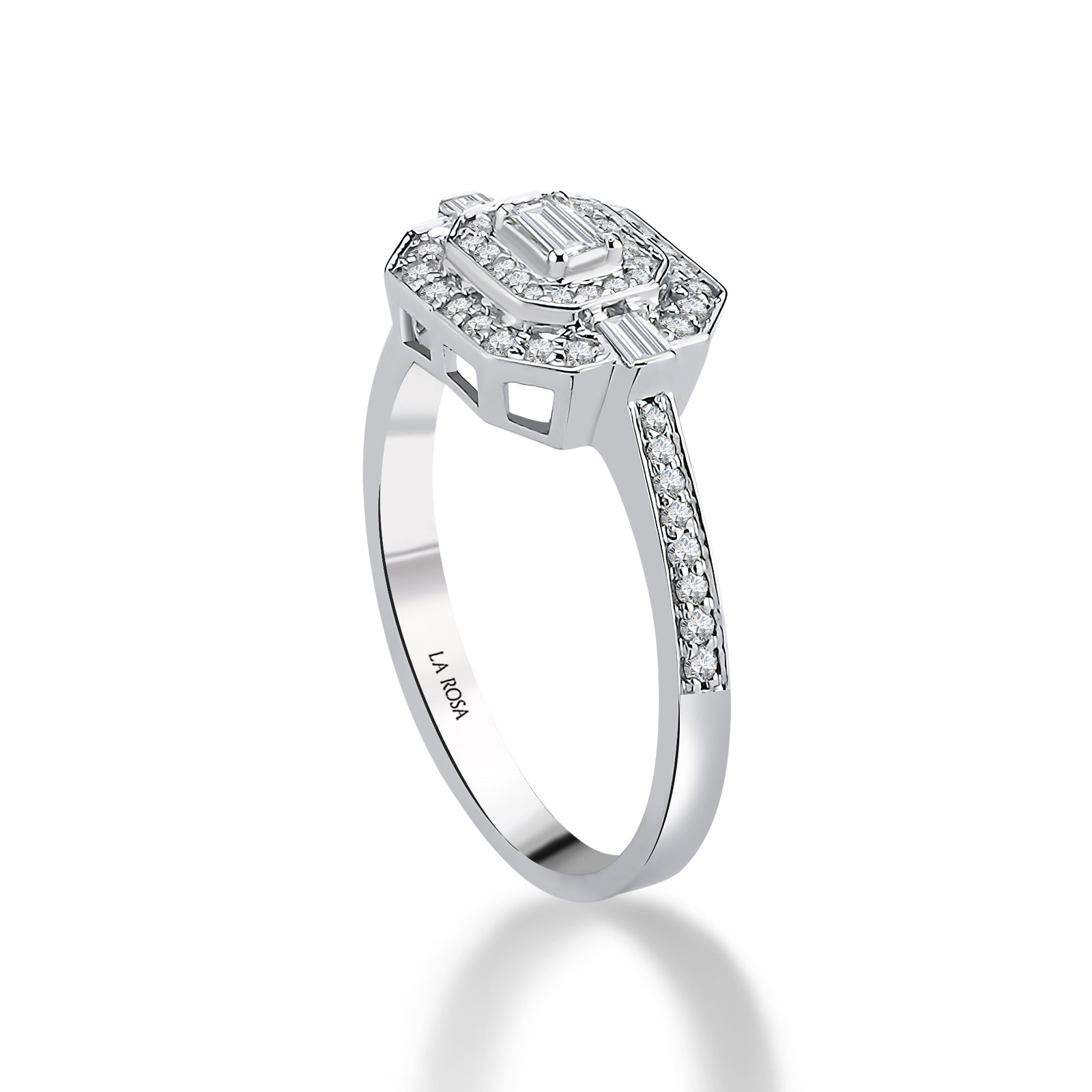 Inel MD44402 din aur alb 14k forma semidreptunghi cu diamante - Bijuterii LA ROSA