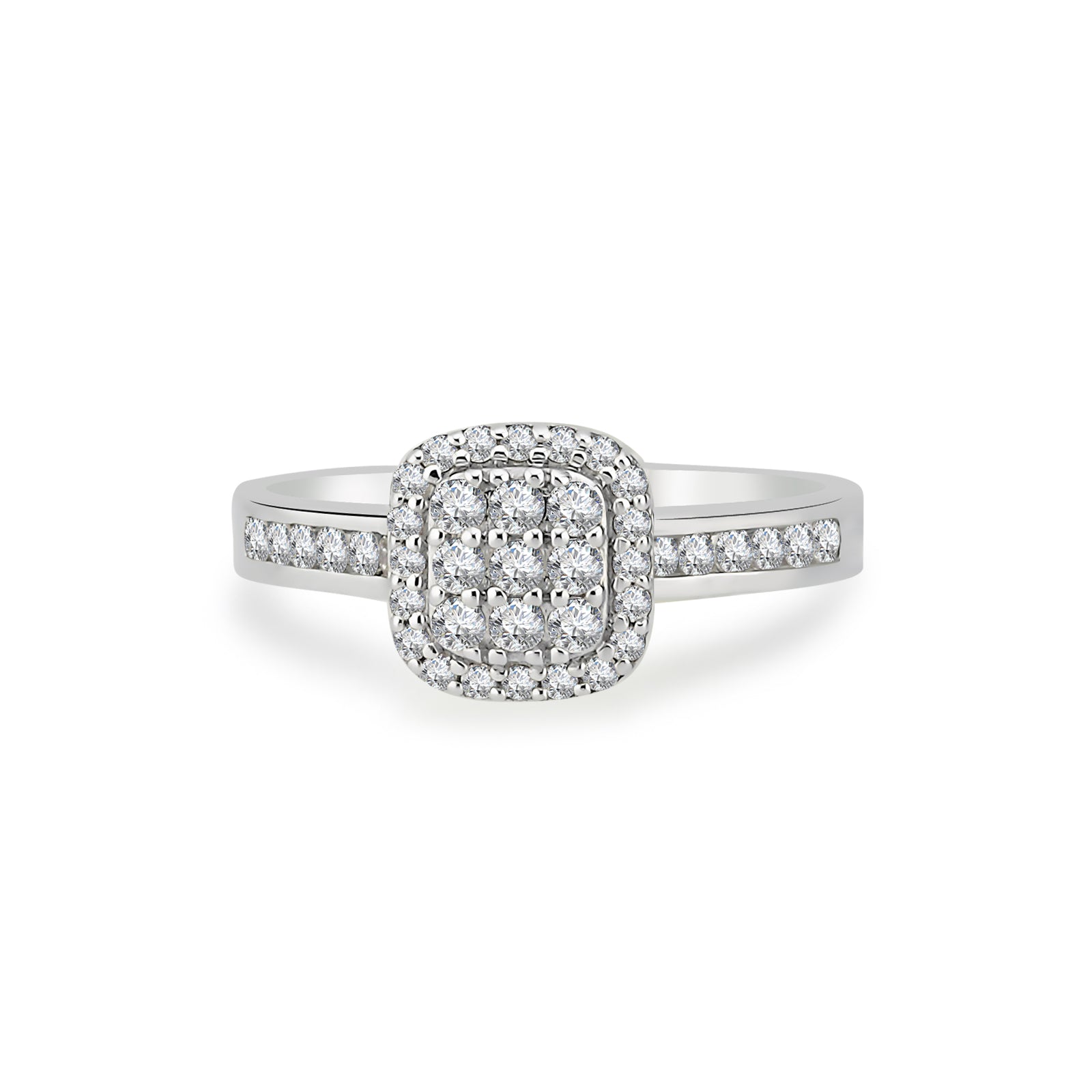 Inel MD44499 din aur alb 14k forma semipatrat cu diamante - Bijuterii LA ROSA