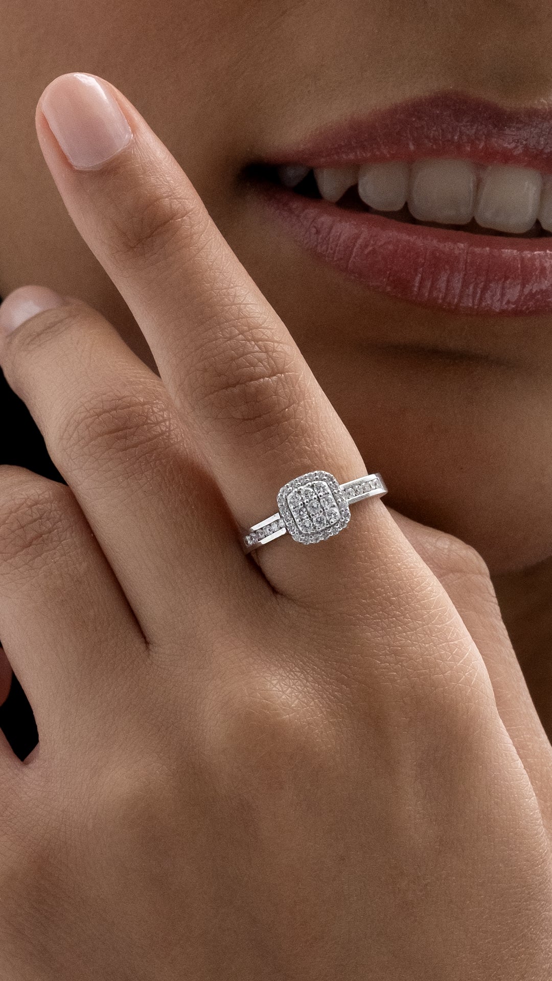 Inel MD44499 din aur alb 14k forma semipatrat cu diamante - Bijuterii LA ROSA