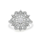 Inel MD44660 din aur alb 14k forma hexagon cu diamante - Bijuterii LA ROSA