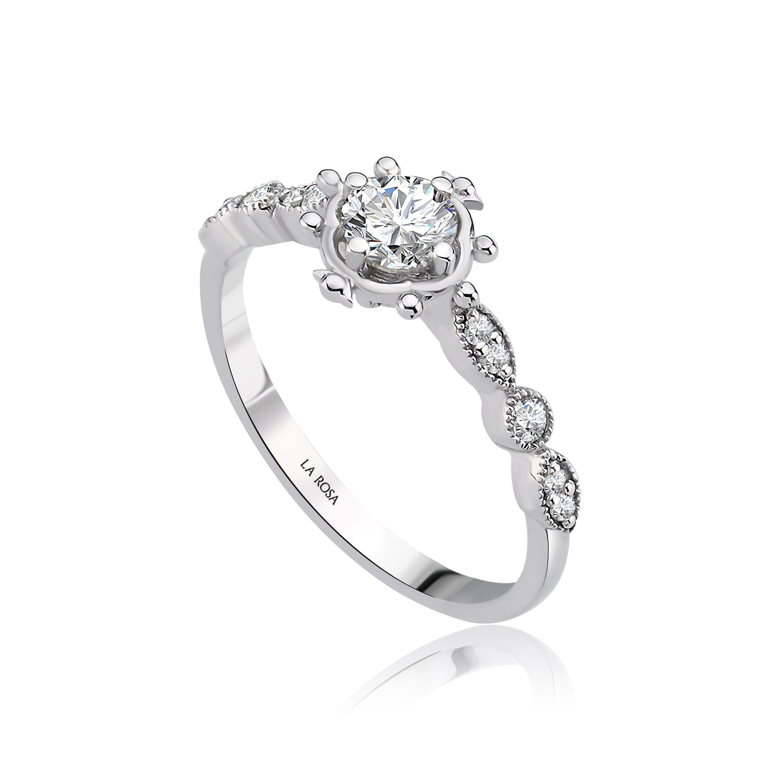 Inel MD48753 din aur alb 14k cu diamante forma rotunda - Bijuterii LA ROSA