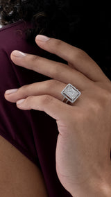 Inel MD49003 casette din aur alb 14k cu diamante baguette - Bijuterii LA ROSA