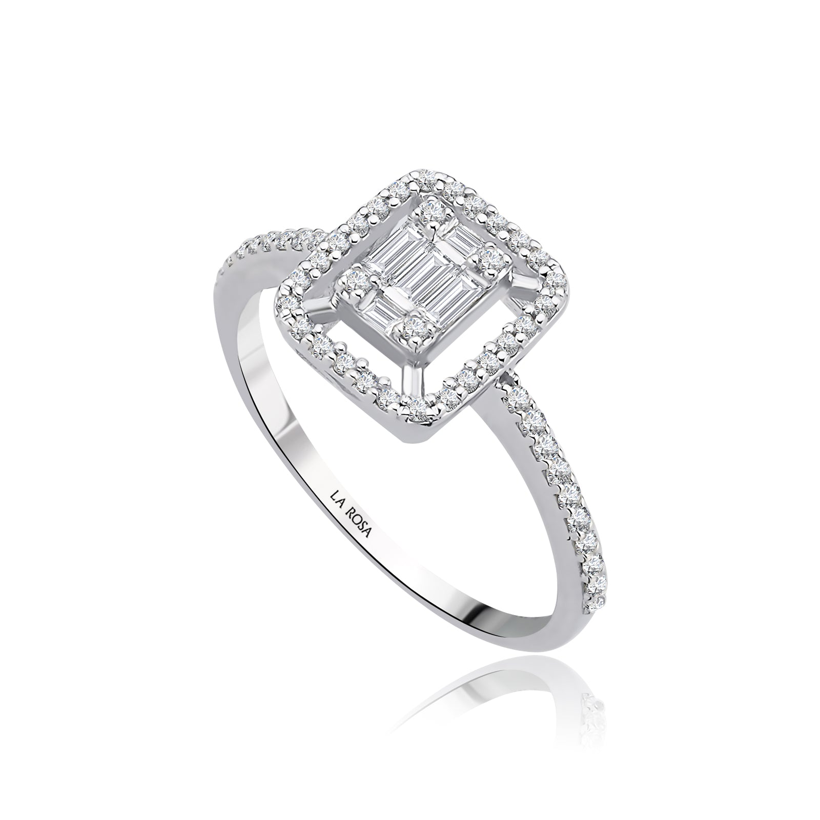 Inel MD52654 din aur alb 14k forma dreptunghi cu diamante - Bijuterii LA ROSA