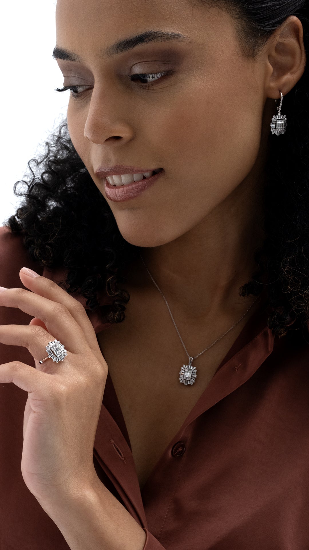Inel MD53573 din aur alb 14k cu diamante baguette - Bijuterii LA ROSA